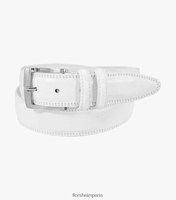 ceinture en cuir grainé martin Florsheim unisexe TBZJJL528 accessoires blanc