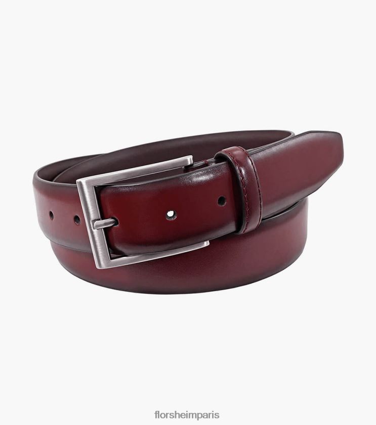 ceinture en cuir véritable carmin Florsheim unisexe TBZJJL522 accessoires Bourgogne