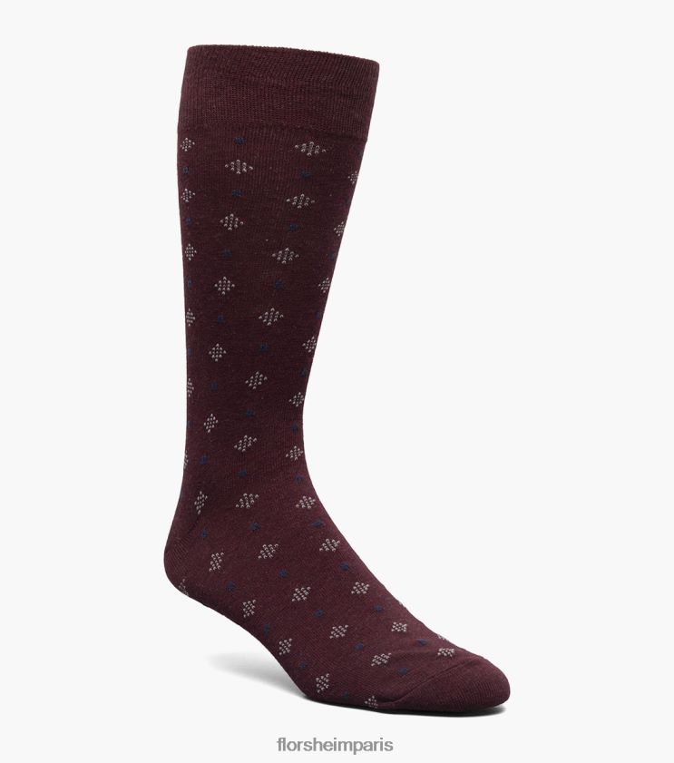 chaussettes habillées diamant dobby crew Florsheim unisexe TBZJJL594 accessoires Bourgogne