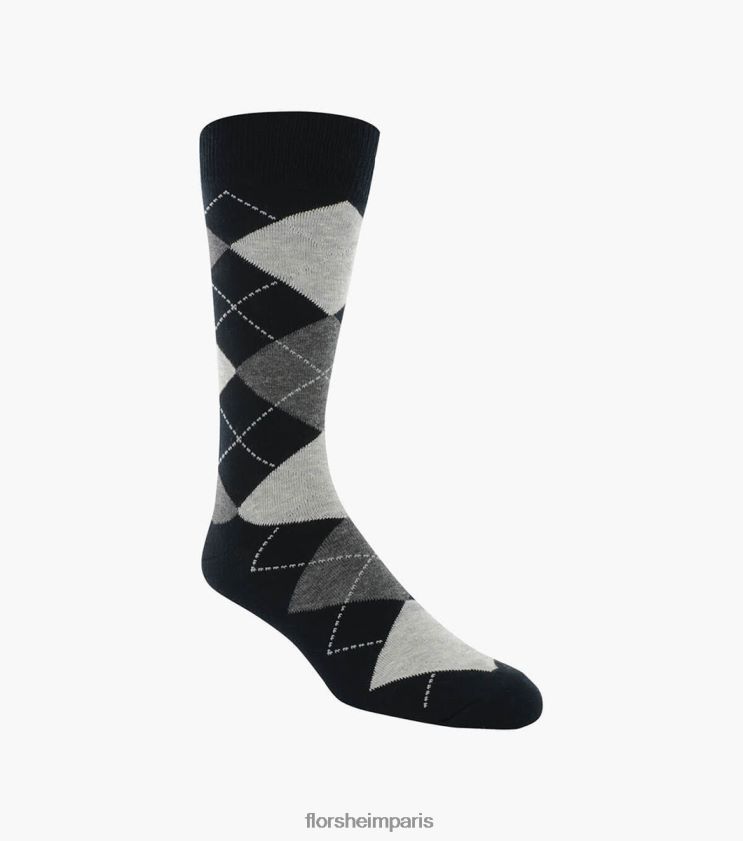 chaussettes habillées grandes + hautes à losanges classiques Florsheim unisexe TBZJJL602 accessoires gris-noir