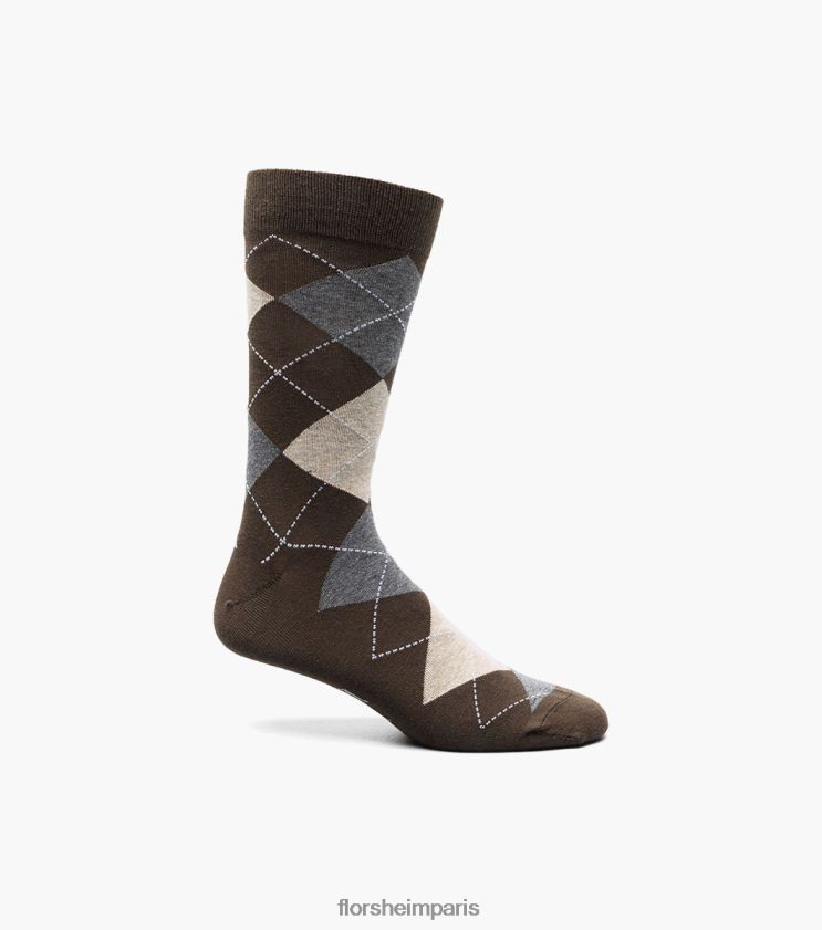 chaussettes habillées à motif losanges Florsheim unisexe TBZJJL579 accessoires brun