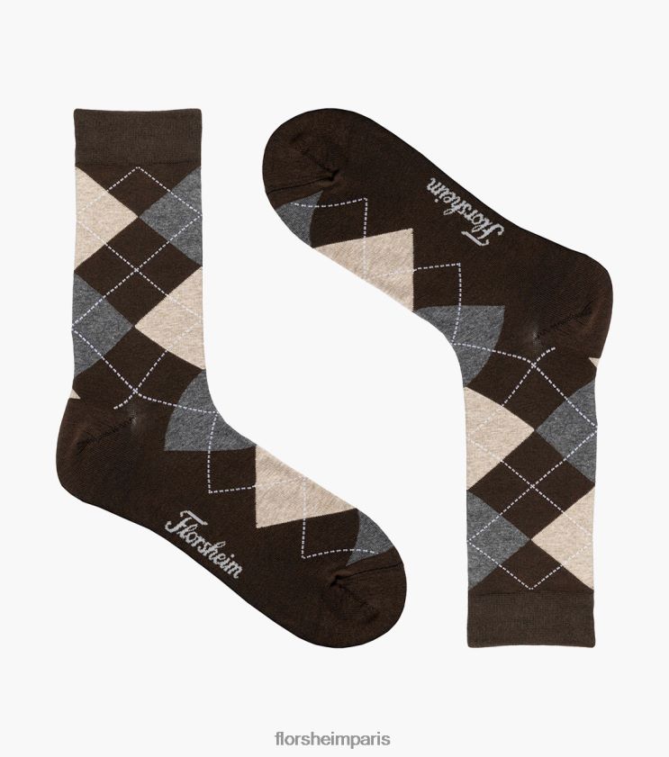 chaussettes habillées à motif losanges Florsheim unisexe TBZJJL579 accessoires brun