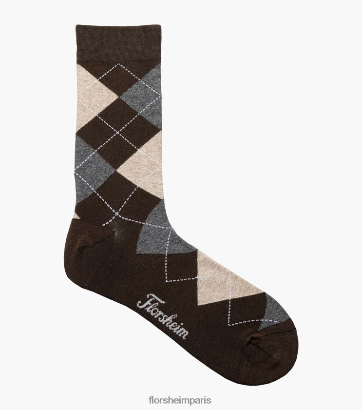 chaussettes habillées à motif losanges Florsheim unisexe TBZJJL579 accessoires brun