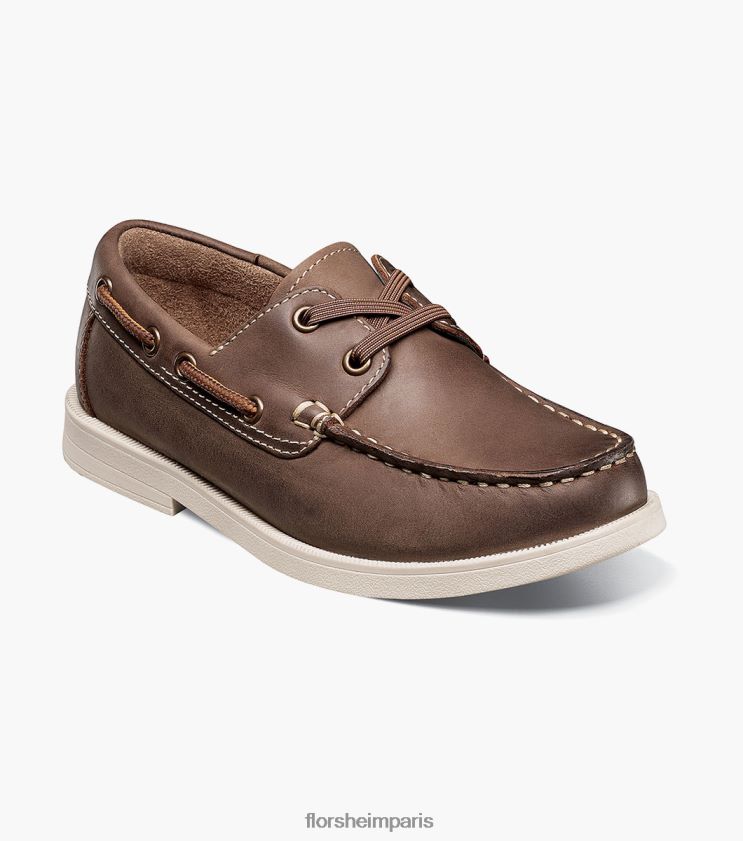 croquet jr. chaussure bateau moc toe Florsheim enfants TBZJJL422 chaussure ch marron