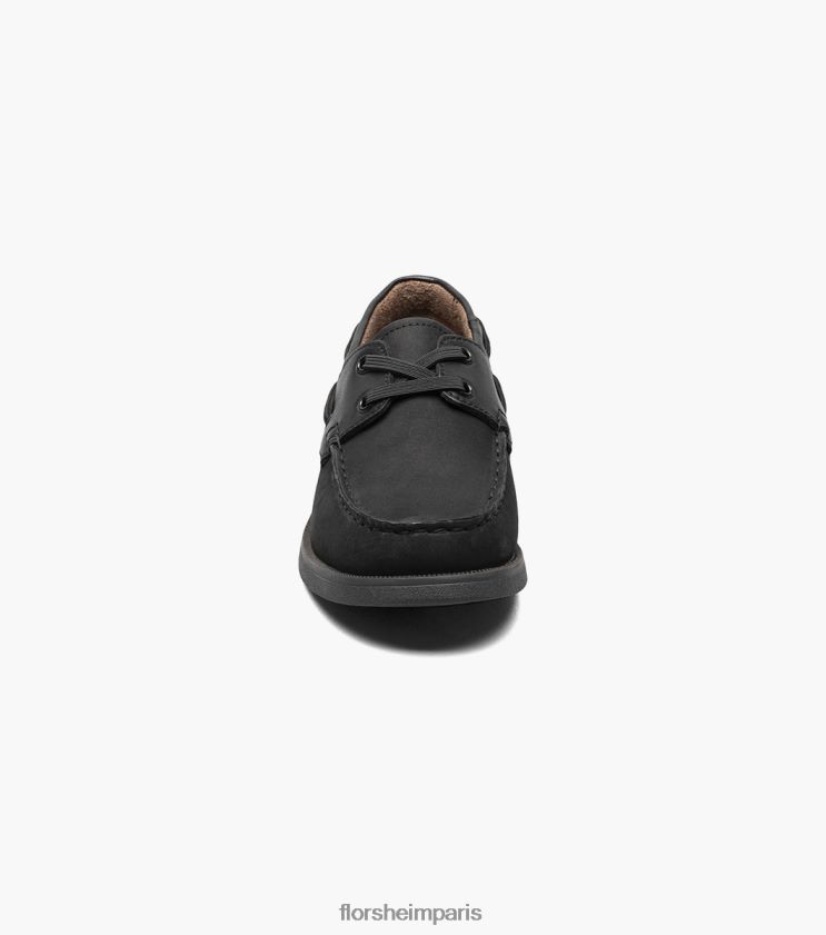 croquet jr. chaussure bateau moc toe Florsheim enfants TBZJJL423 chaussure nubuck noir