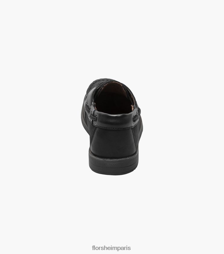 croquet jr. chaussure bateau moc toe Florsheim enfants TBZJJL423 chaussure nubuck noir