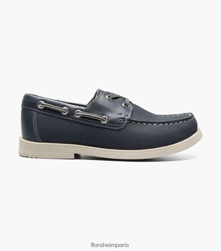 croquet jr. chaussure bateau moc toe Florsheim enfants TBZJJL425 chaussure nubuck marine