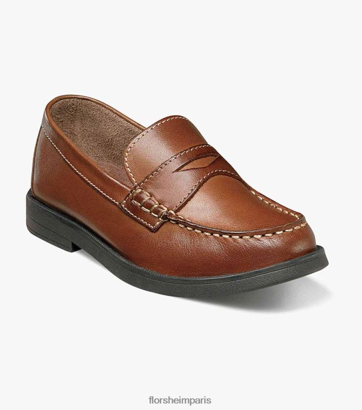 croquet jr. mocassins à bout mocassin Florsheim enfants TBZJJL494 chaussure bronzage de selle