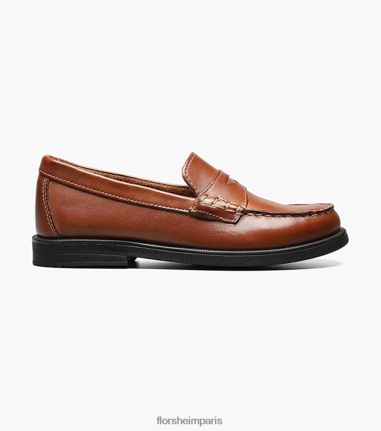 croquet jr. mocassins à bout mocassin Florsheim enfants TBZJJL494 chaussure bronzage de selle