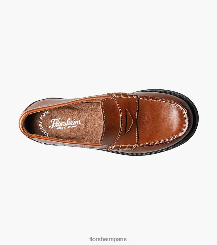croquet jr. mocassins à bout mocassin Florsheim enfants TBZJJL494 chaussure bronzage de selle