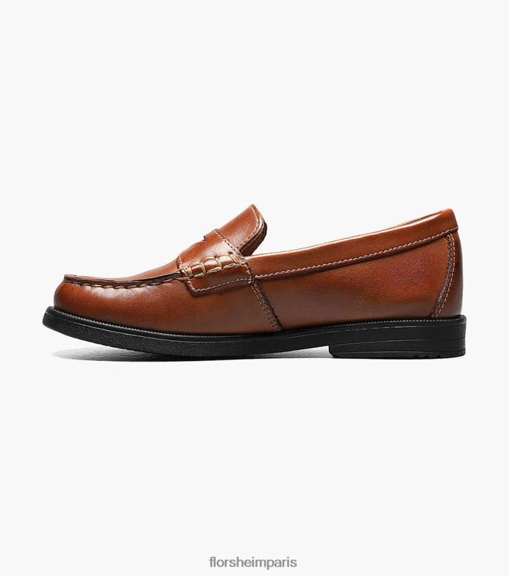 croquet jr. mocassins à bout mocassin Florsheim enfants TBZJJL494 chaussure bronzage de selle