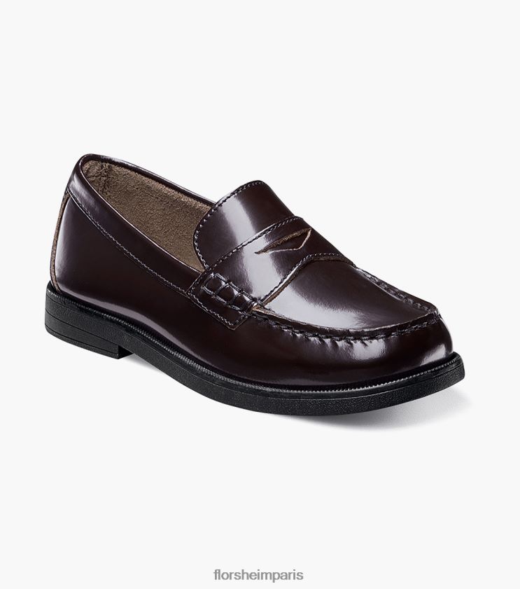 croquet jr. mocassins à bout mocassin Florsheim enfants TBZJJL496 chaussure Bourgogne