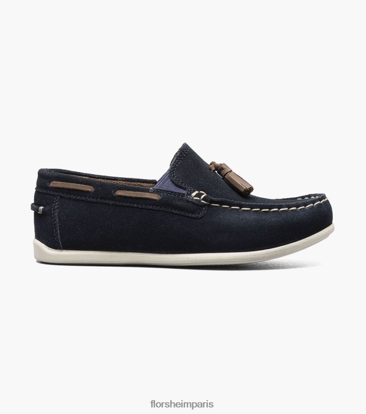 jaspe jr. mocassins à pampilles à bout tombant Florsheim enfants TBZJJL476 chaussure daim bleu marine