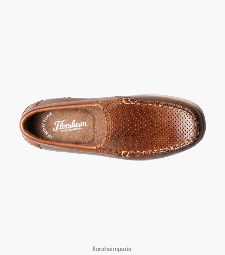 jaspe perf jr. mocassins vénitiens à bout mocassin Florsheim enfants TBZJJL467 chaussure bronzage de selle
