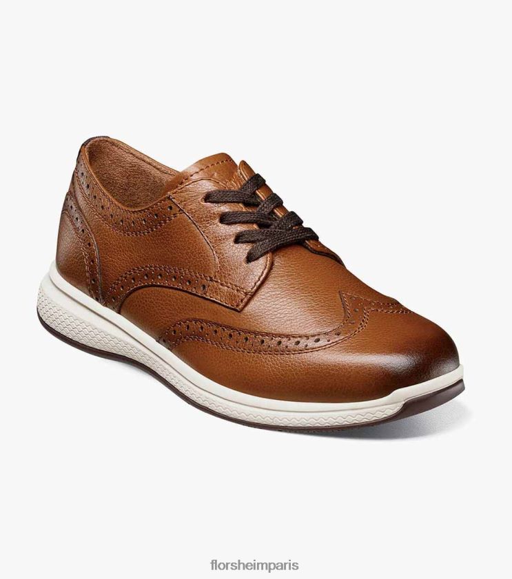 grands lacs jr. bout d'aile oxford Florsheim enfants TBZJJL442 chaussure Cognac