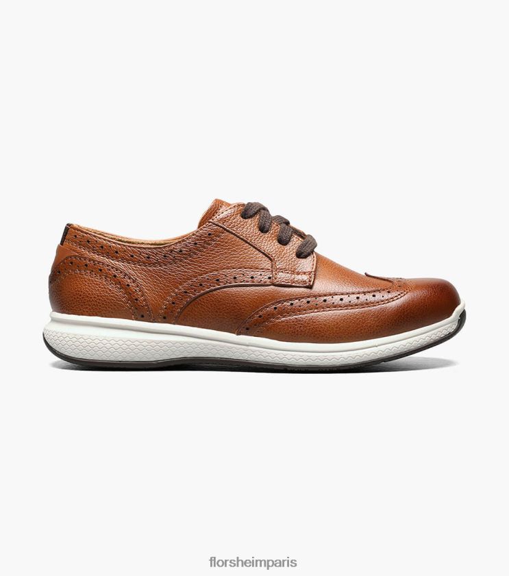 grands lacs jr. bout d'aile oxford Florsheim enfants TBZJJL442 chaussure Cognac