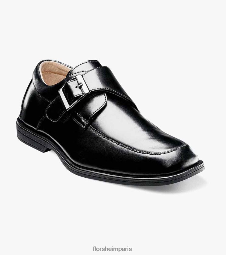 révéler jr. moc toe monk sangle oxford Florsheim enfants TBZJJL485 chaussure noir