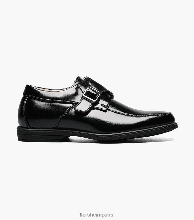 révéler jr. moc toe monk sangle oxford Florsheim enfants TBZJJL485 chaussure noir