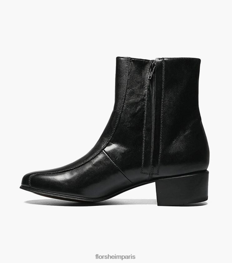 bottines zippées à bout de vélo Duke Florsheim Hommes TBZJJL246 chaussure noir