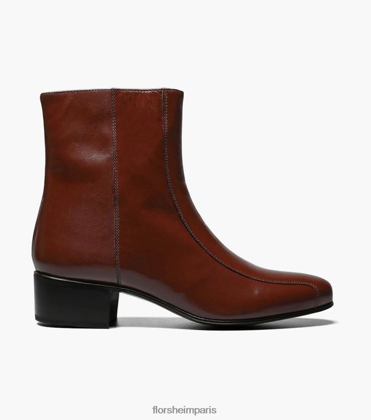 bottines zippées à bout de vélo Duke Florsheim Hommes TBZJJL247 chaussure Cognac