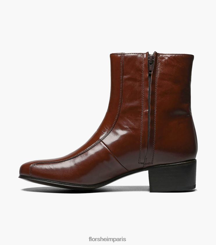 bottines zippées à bout de vélo Duke Florsheim Hommes TBZJJL247 chaussure Cognac
