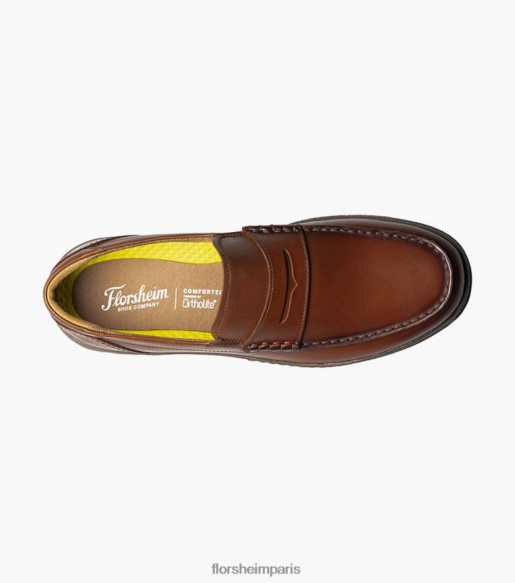 mocassins penny à bout mocassin central Florsheim Hommes TBZJJL241 chaussure Cognac