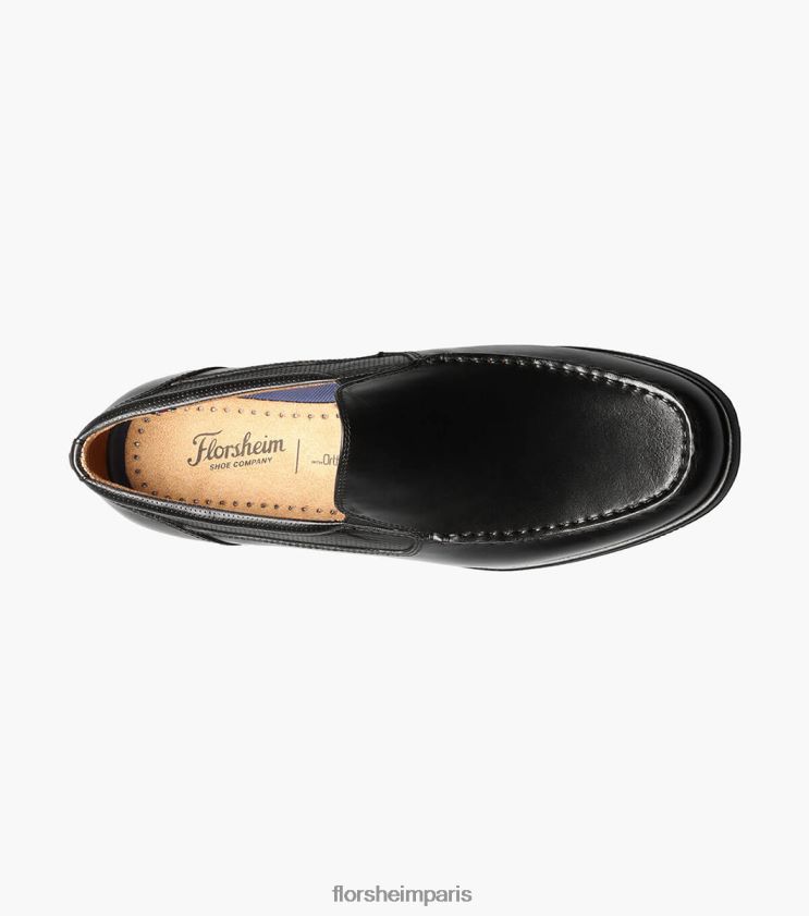 atlantic moc toe vénitien sans lacets Florsheim Hommes TBZJJL352 chaussure noir