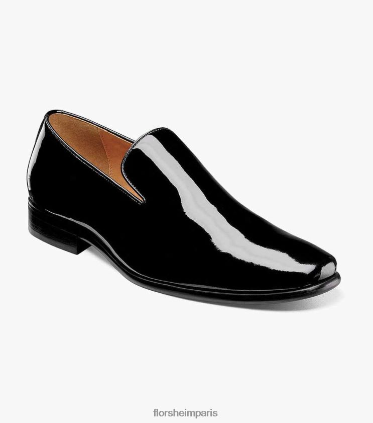 postino 2 à enfiler à bout uni Florsheim Hommes TBZJJL196 chaussure vernis noir