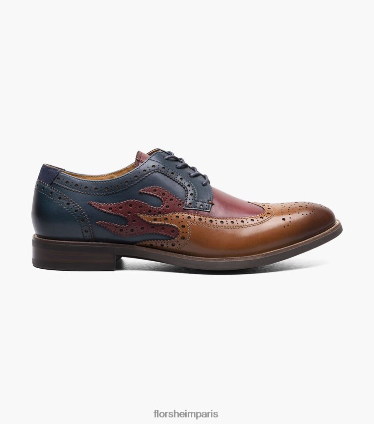 oxford à bout d'aile épicé du centre-ville Florsheim Hommes TBZJJL110 chaussure multi-cognac