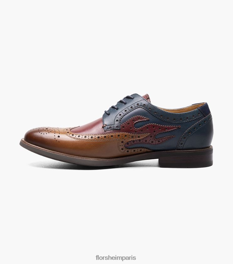 oxford à bout d'aile épicé du centre-ville Florsheim Hommes TBZJJL110 chaussure multi-cognac