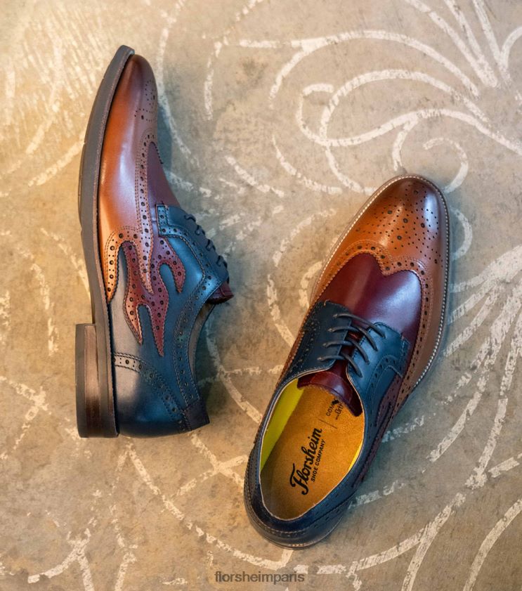 oxford à bout d'aile épicé du centre-ville Florsheim Hommes TBZJJL110 chaussure multi-cognac